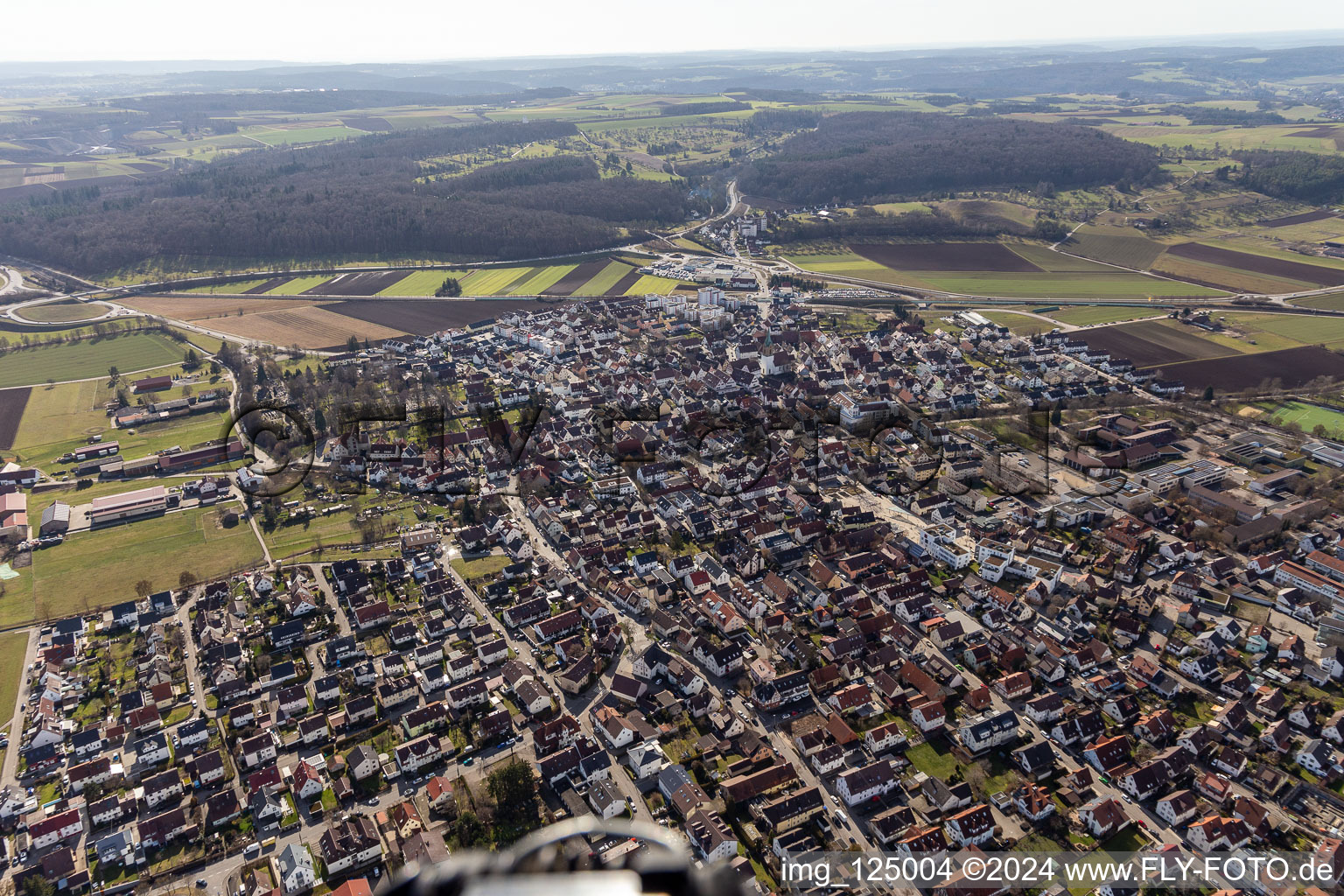 Renningen in the state Baden-Wuerttemberg, Germany from the drone perspective