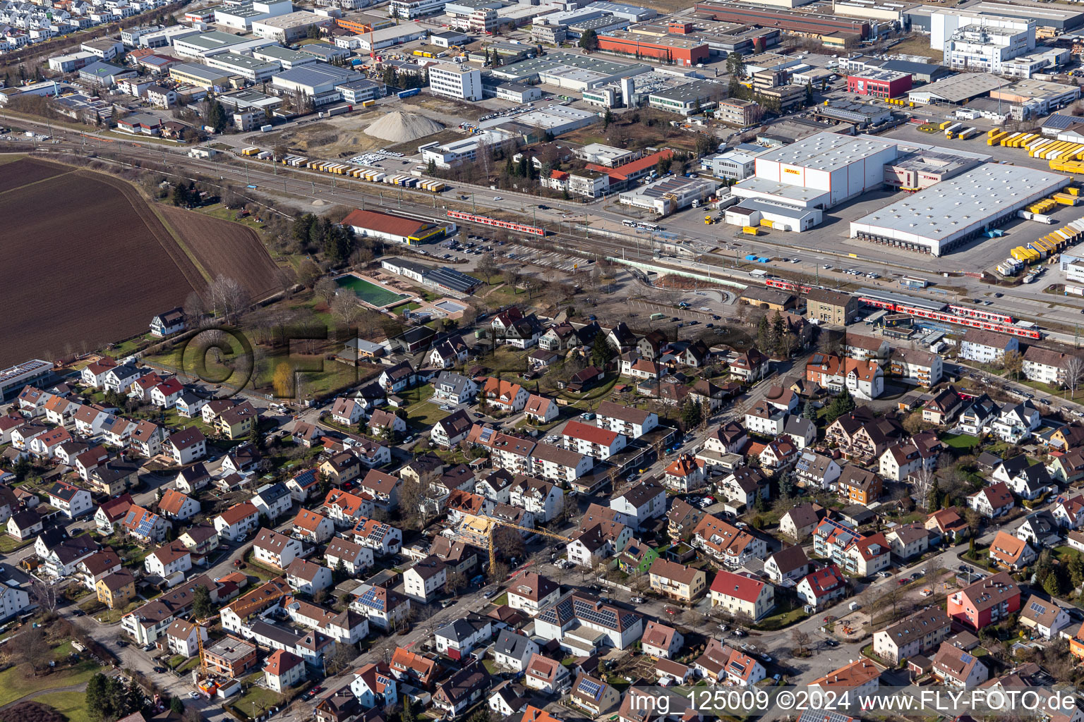 Renningen in the state Baden-Wuerttemberg, Germany seen from a drone