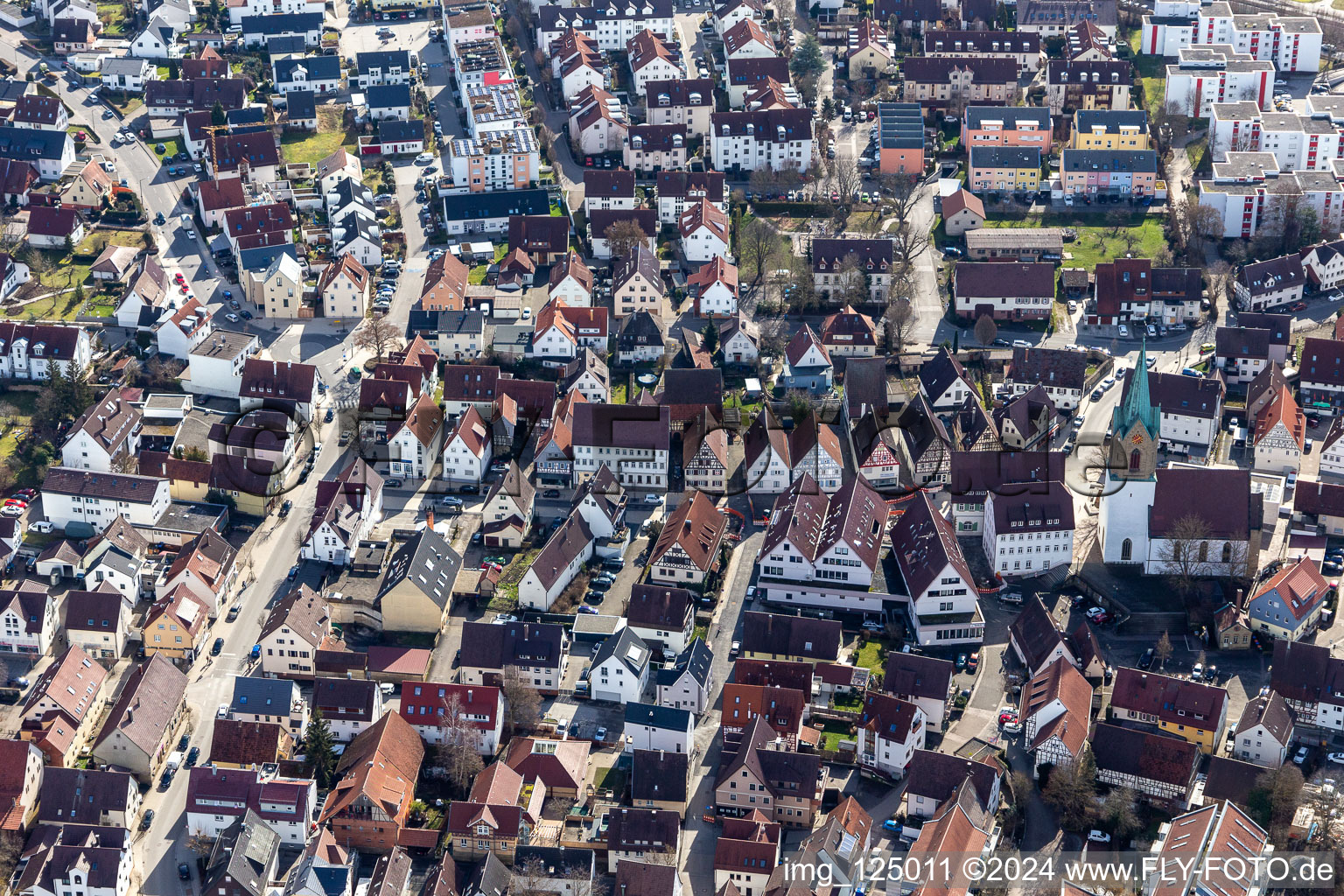 Aerial view of Renningen in the state Baden-Wuerttemberg, Germany