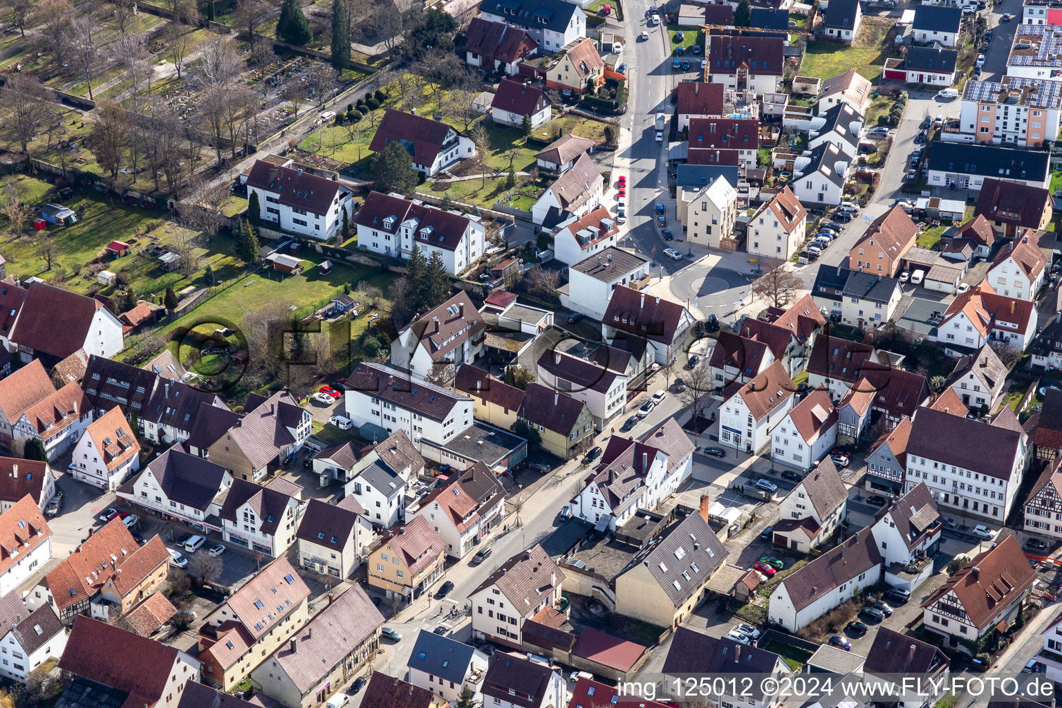 Aerial photograpy of Renningen in the state Baden-Wuerttemberg, Germany