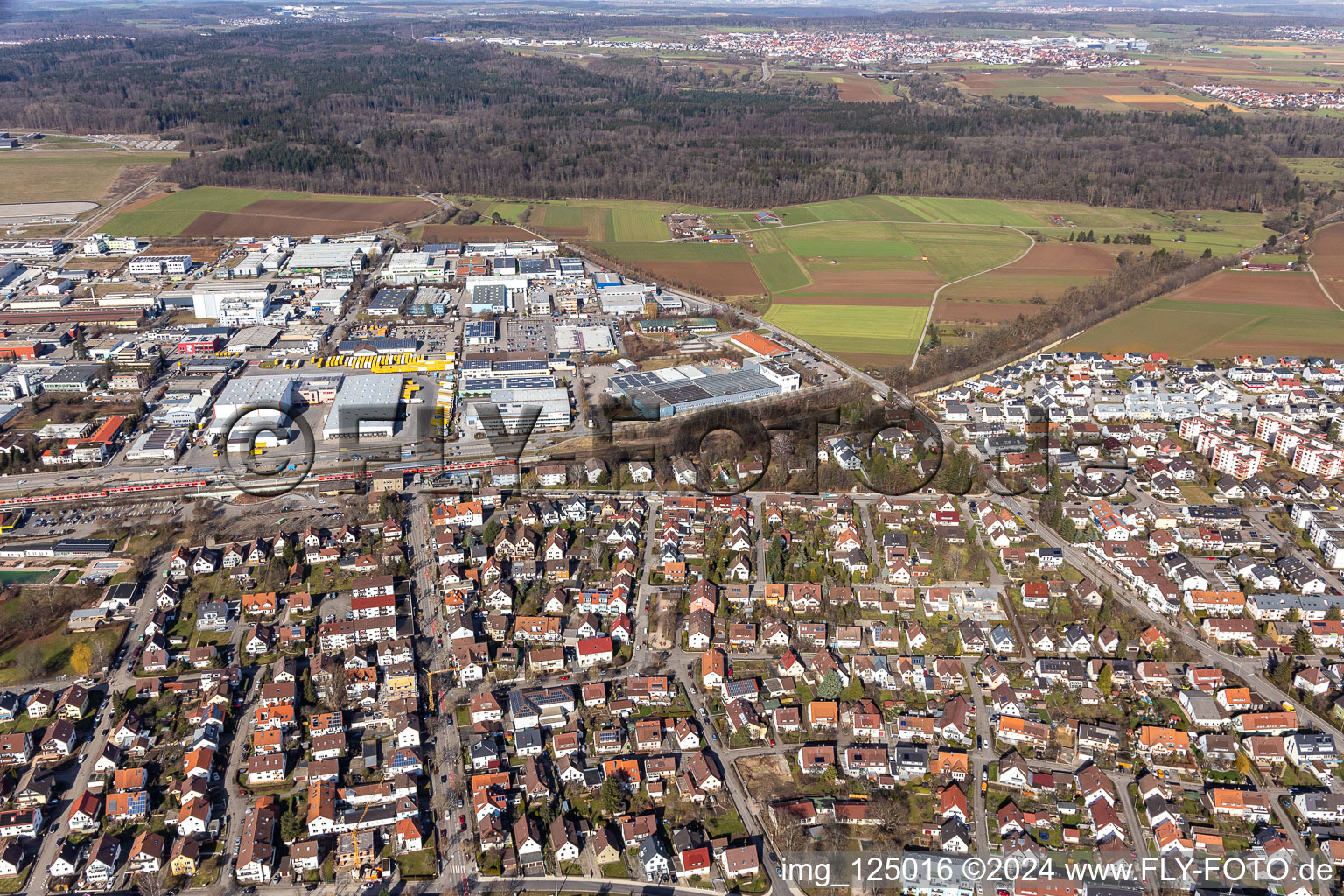 Renningen in the state Baden-Wuerttemberg, Germany from above