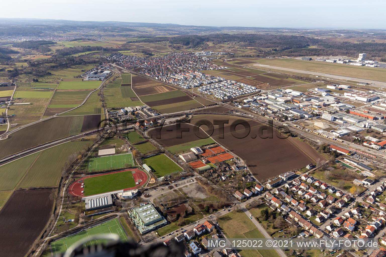 Renningen in the state Baden-Wuerttemberg, Germany from above