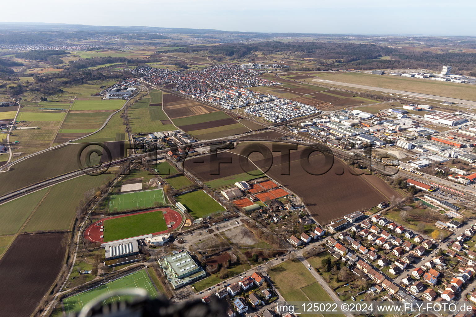 Renningen in the state Baden-Wuerttemberg, Germany from above