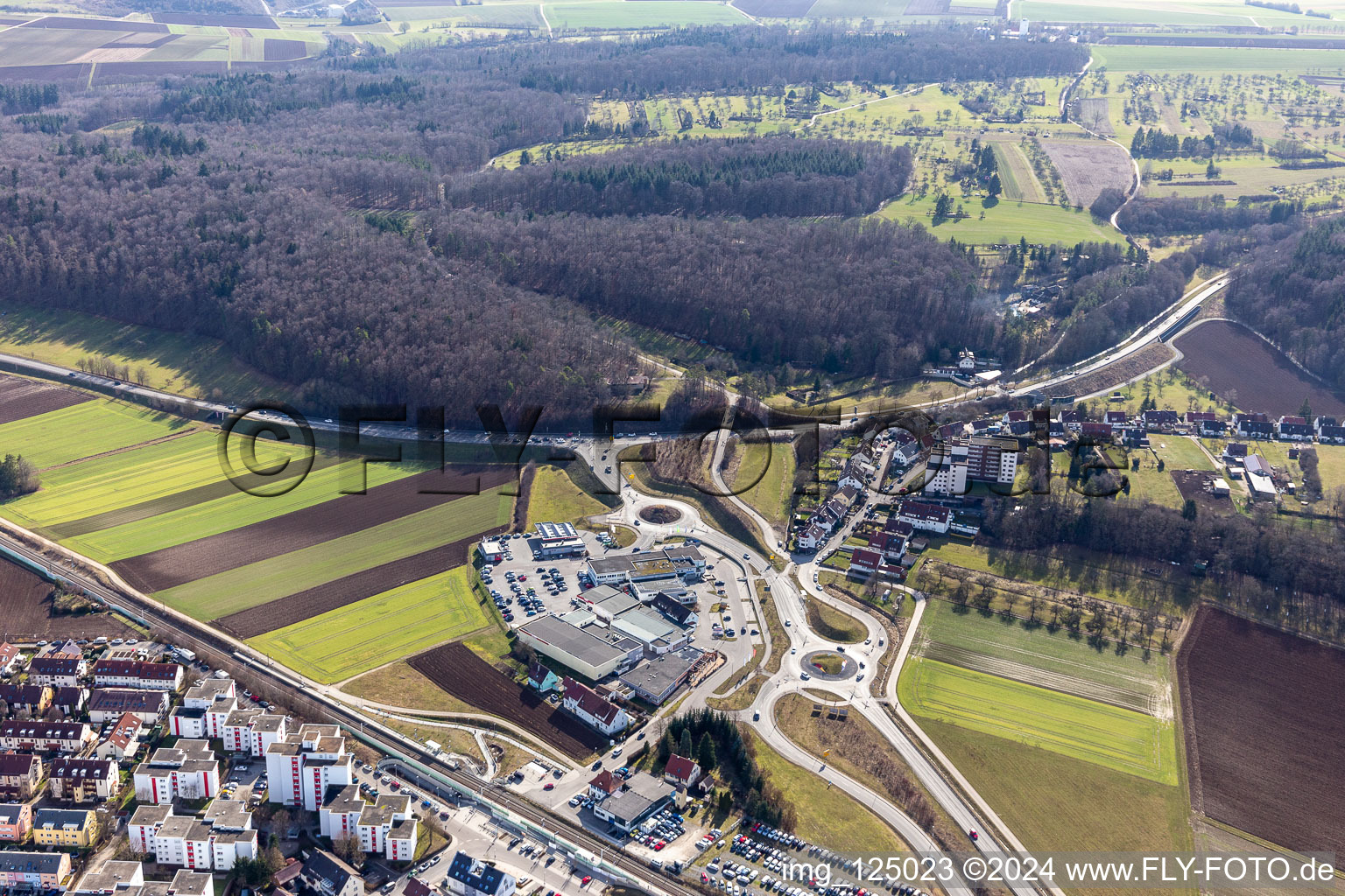 Bird's eye view of Renningen in the state Baden-Wuerttemberg, Germany