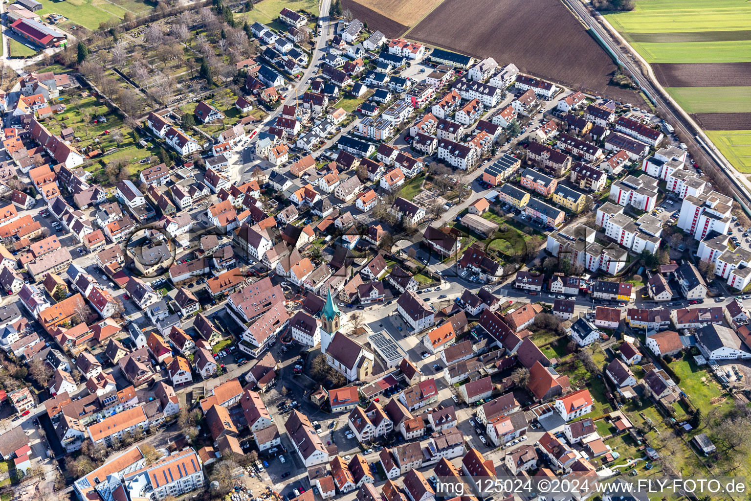 Renningen in the state Baden-Wuerttemberg, Germany viewn from the air