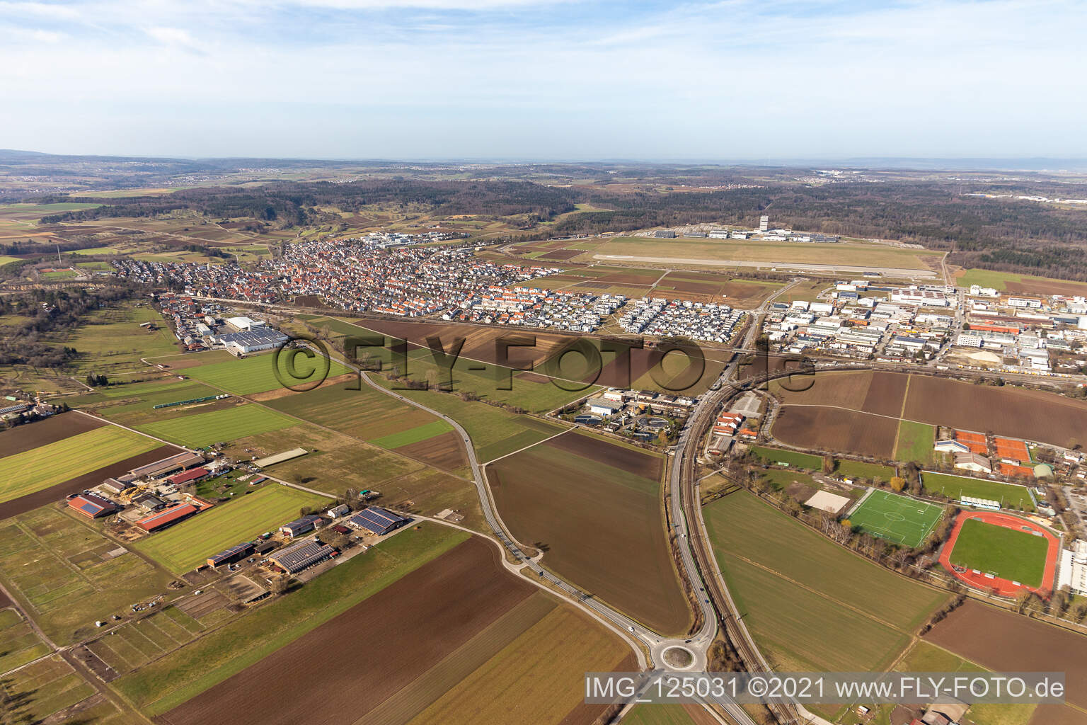 Renningen in the state Baden-Wuerttemberg, Germany viewn from the air
