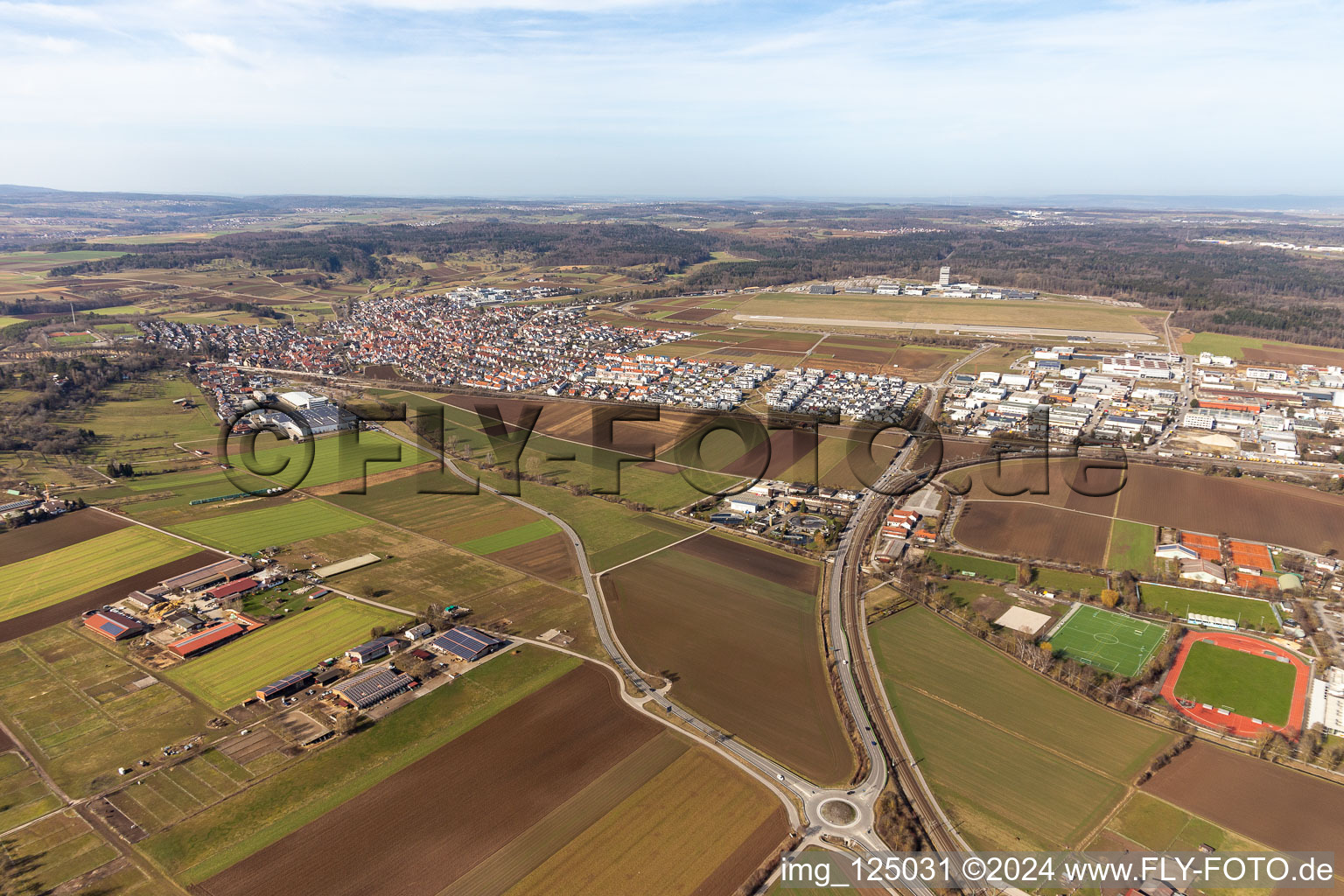 Renningen in the state Baden-Wuerttemberg, Germany from the drone perspective