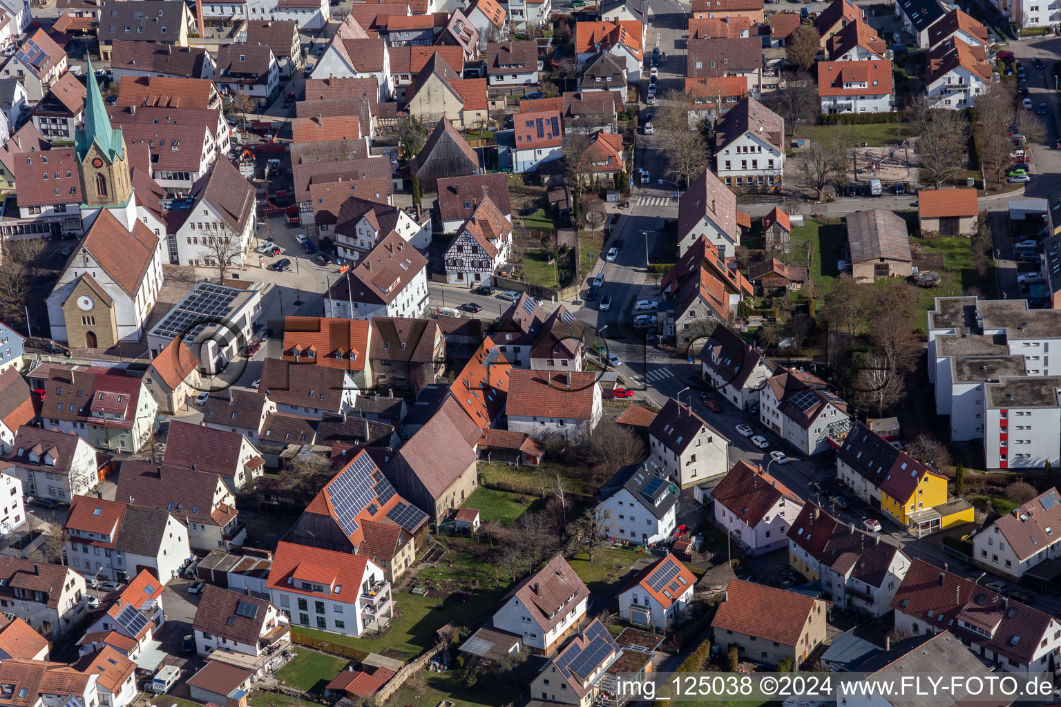 Aerial photograpy of Renningen in the state Baden-Wuerttemberg, Germany