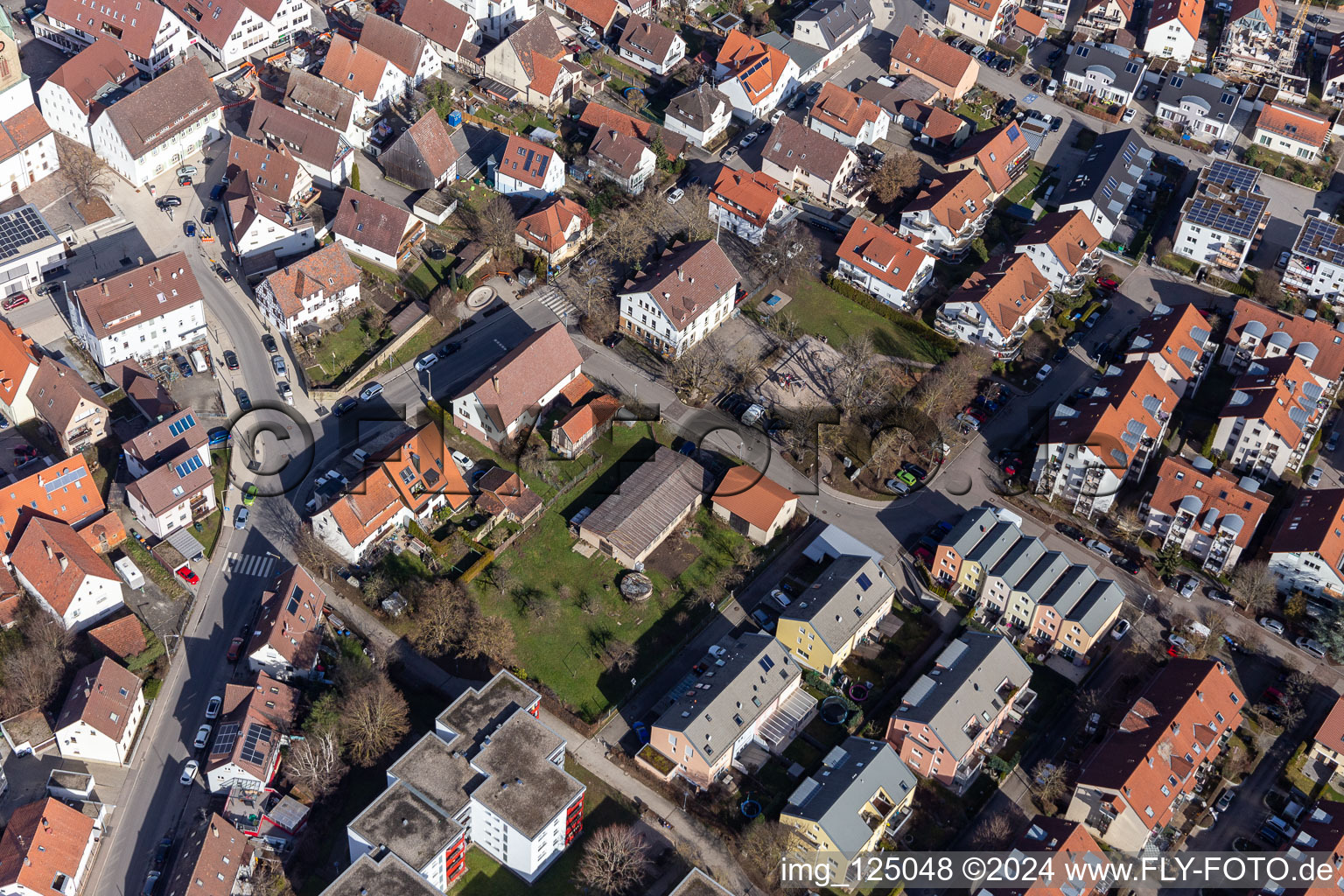 Bird's eye view of Renningen in the state Baden-Wuerttemberg, Germany