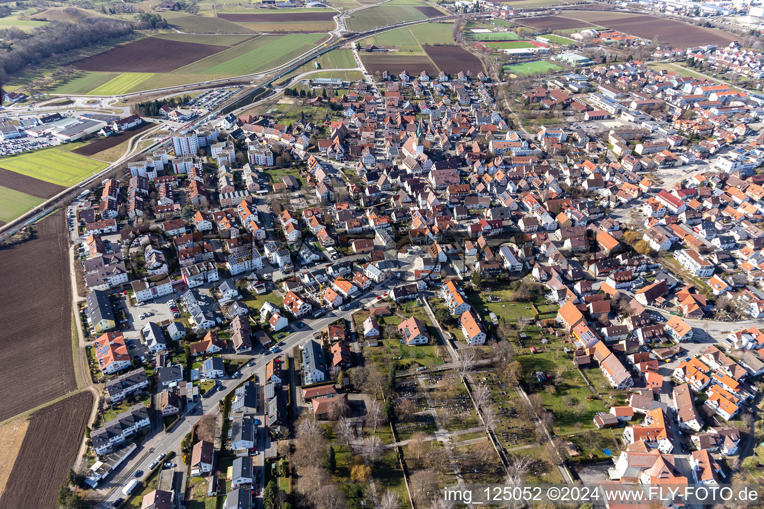 Drone image of Renningen in the state Baden-Wuerttemberg, Germany