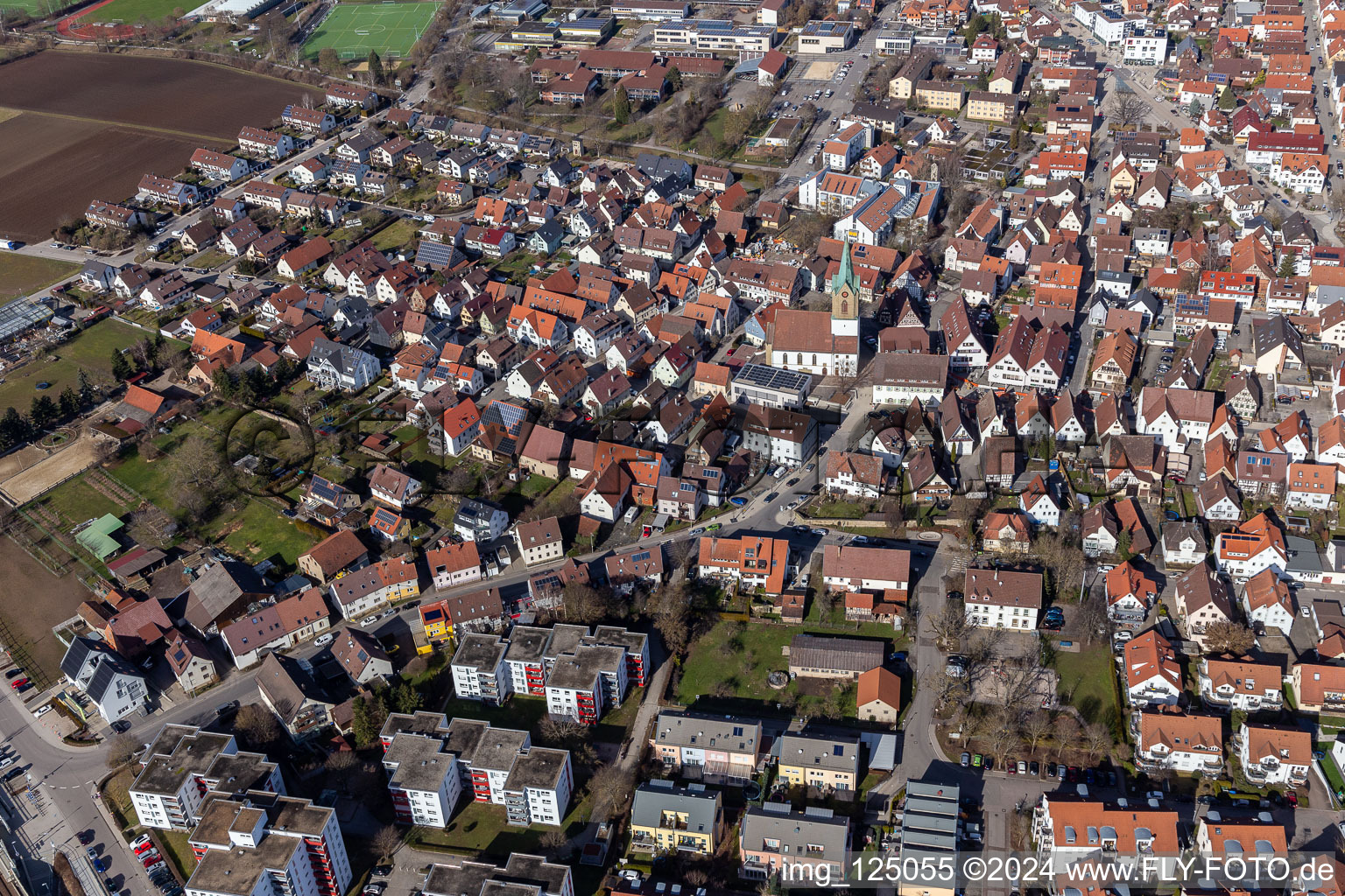 Renningen in the state Baden-Wuerttemberg, Germany from a drone