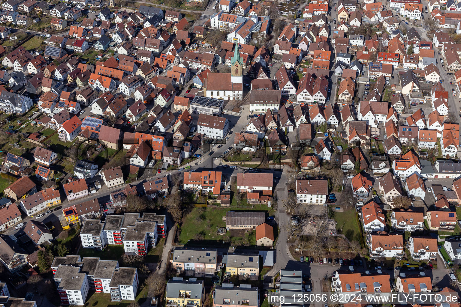 Renningen in the state Baden-Wuerttemberg, Germany seen from a drone