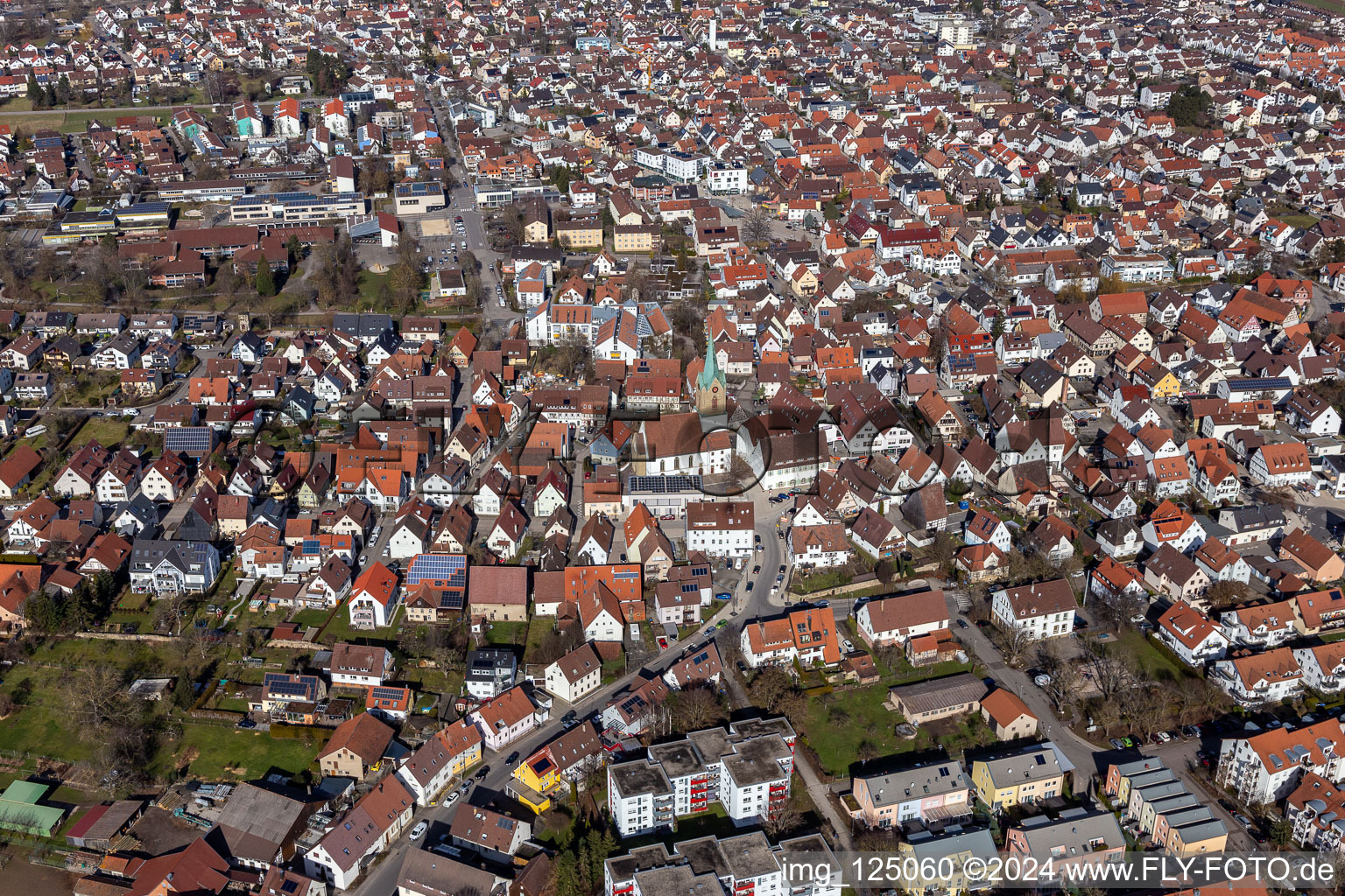 Aerial view of Renningen in the state Baden-Wuerttemberg, Germany