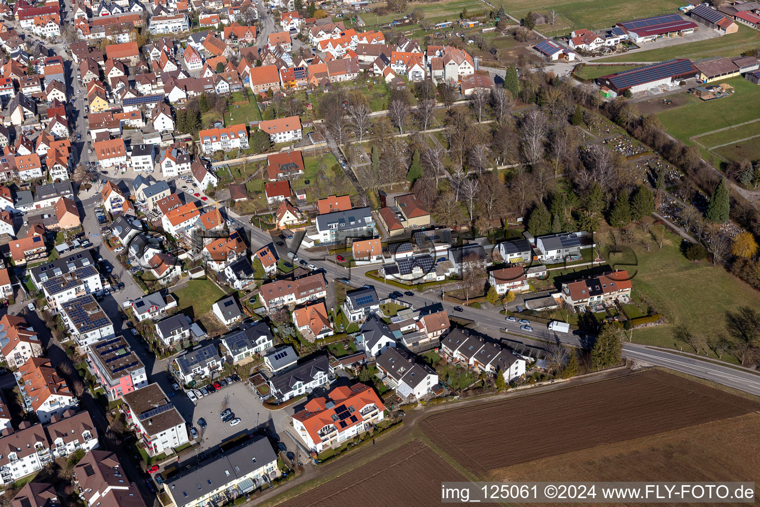 Aerial photograpy of Renningen in the state Baden-Wuerttemberg, Germany