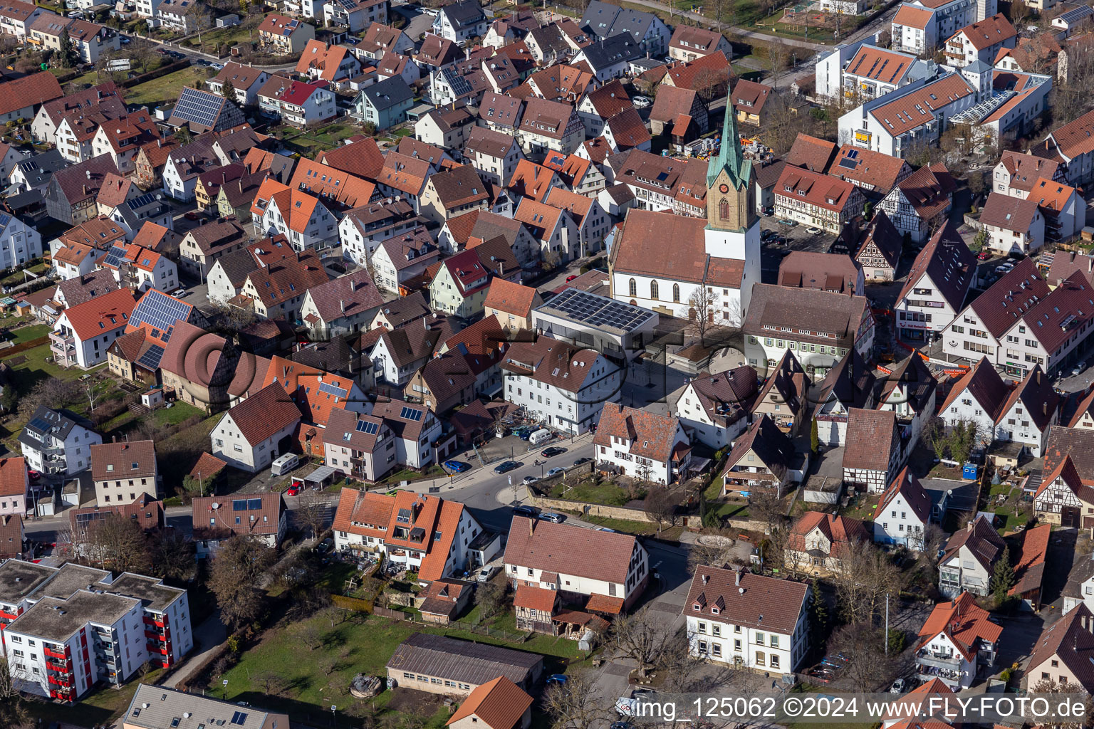 Oblique view of Renningen in the state Baden-Wuerttemberg, Germany