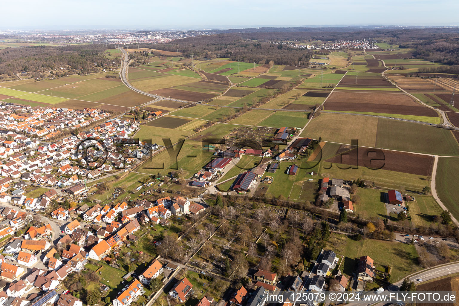 Renningen in the state Baden-Wuerttemberg, Germany from the drone perspective