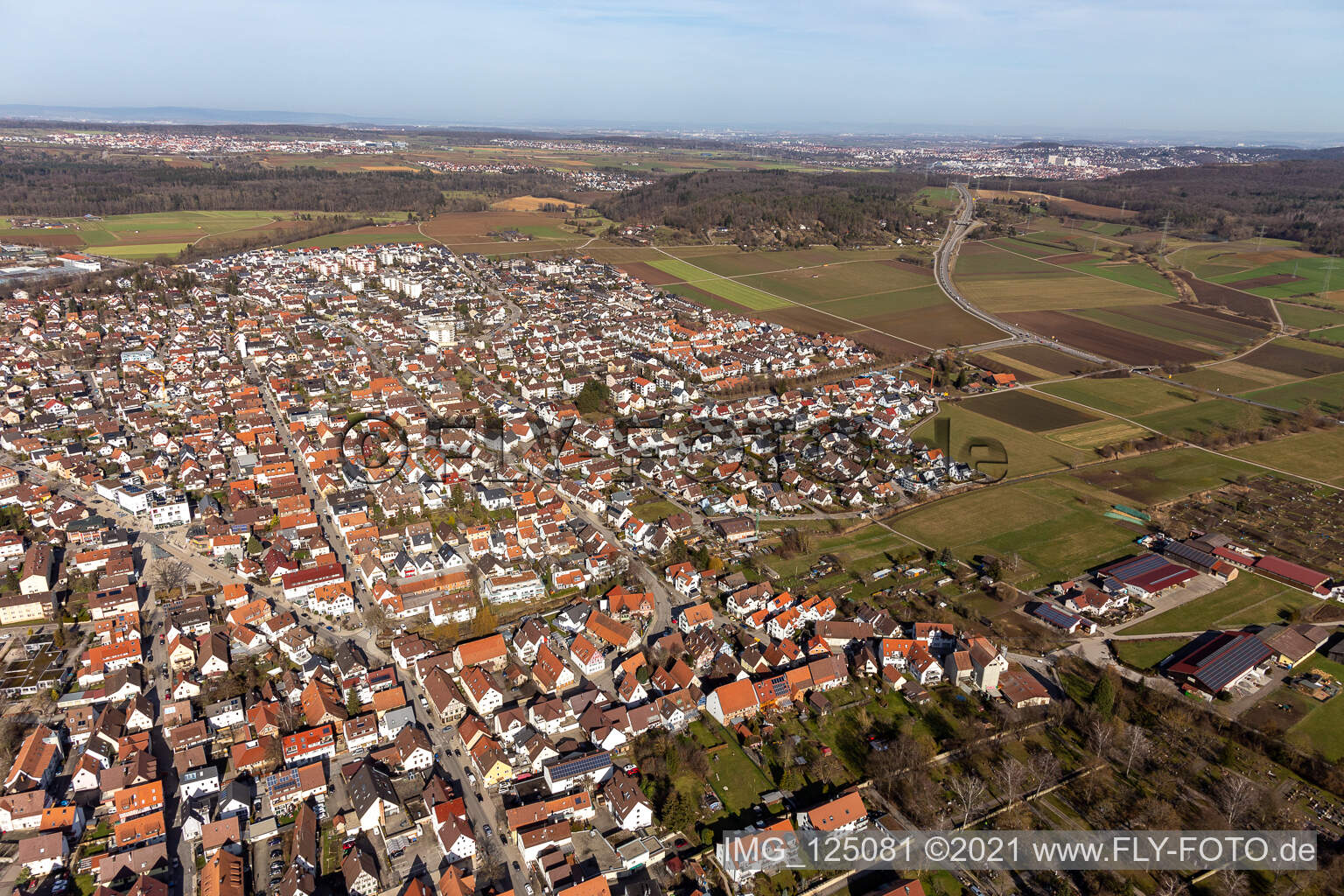 Drone image of Renningen in the state Baden-Wuerttemberg, Germany