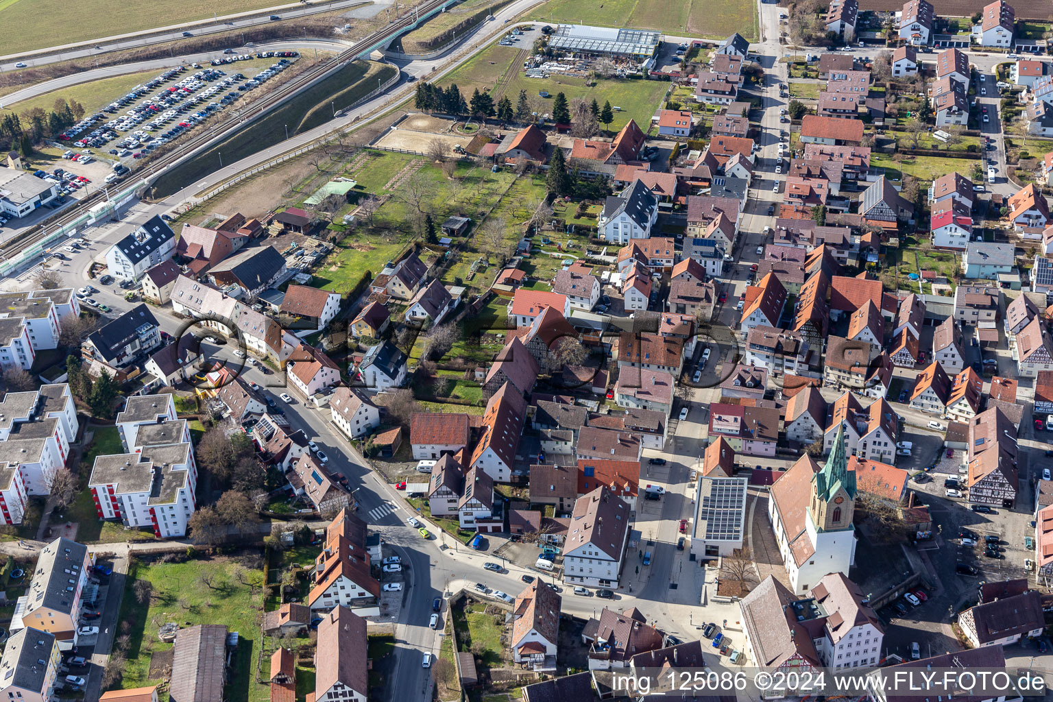 Oblique view of Renningen in the state Baden-Wuerttemberg, Germany