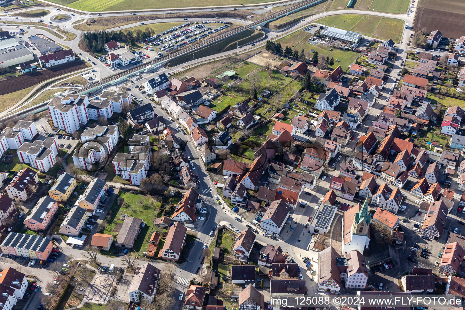 Renningen in the state Baden-Wuerttemberg, Germany from above