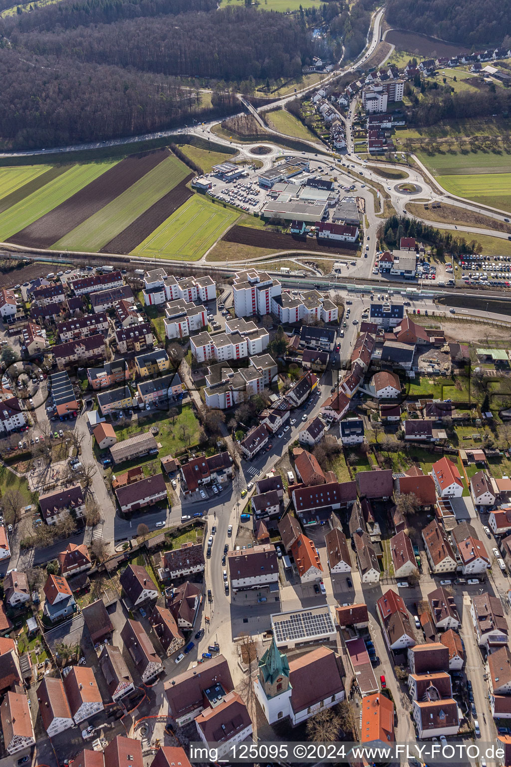 Renningen in the state Baden-Wuerttemberg, Germany seen from above