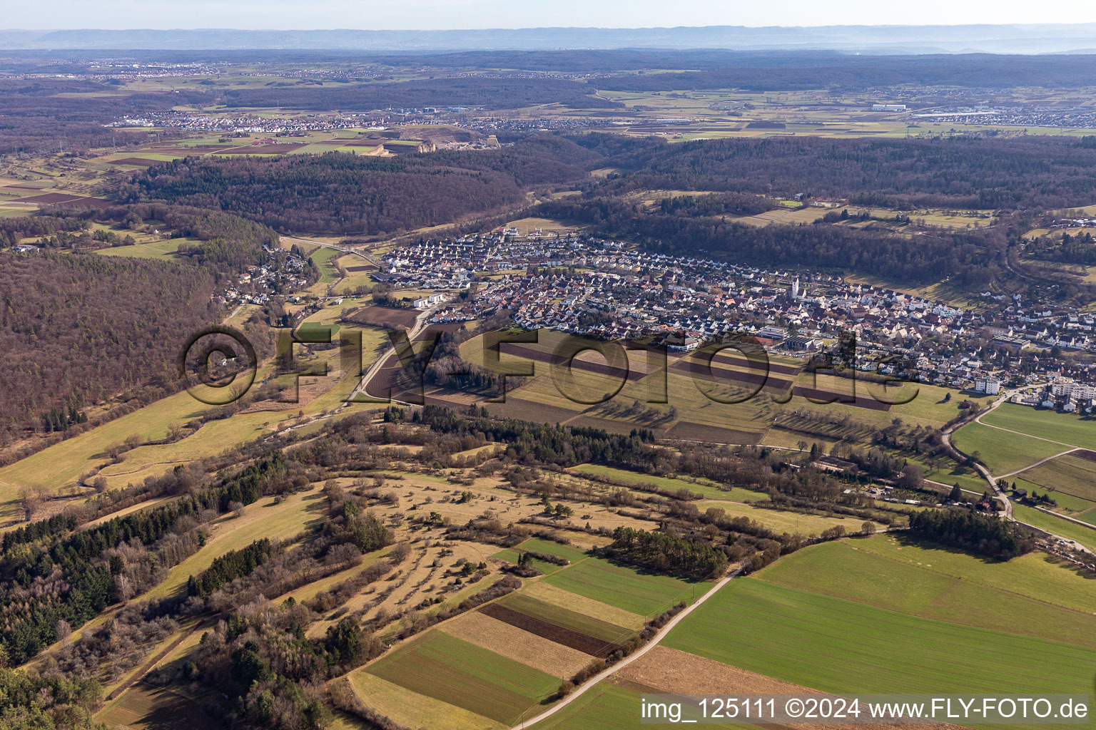 Aerial photograpy of Aidlingen in the state Baden-Wuerttemberg, Germany