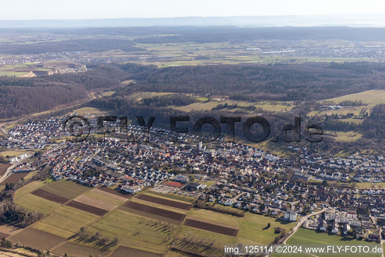 Oblique view of Aidlingen in the state Baden-Wuerttemberg, Germany