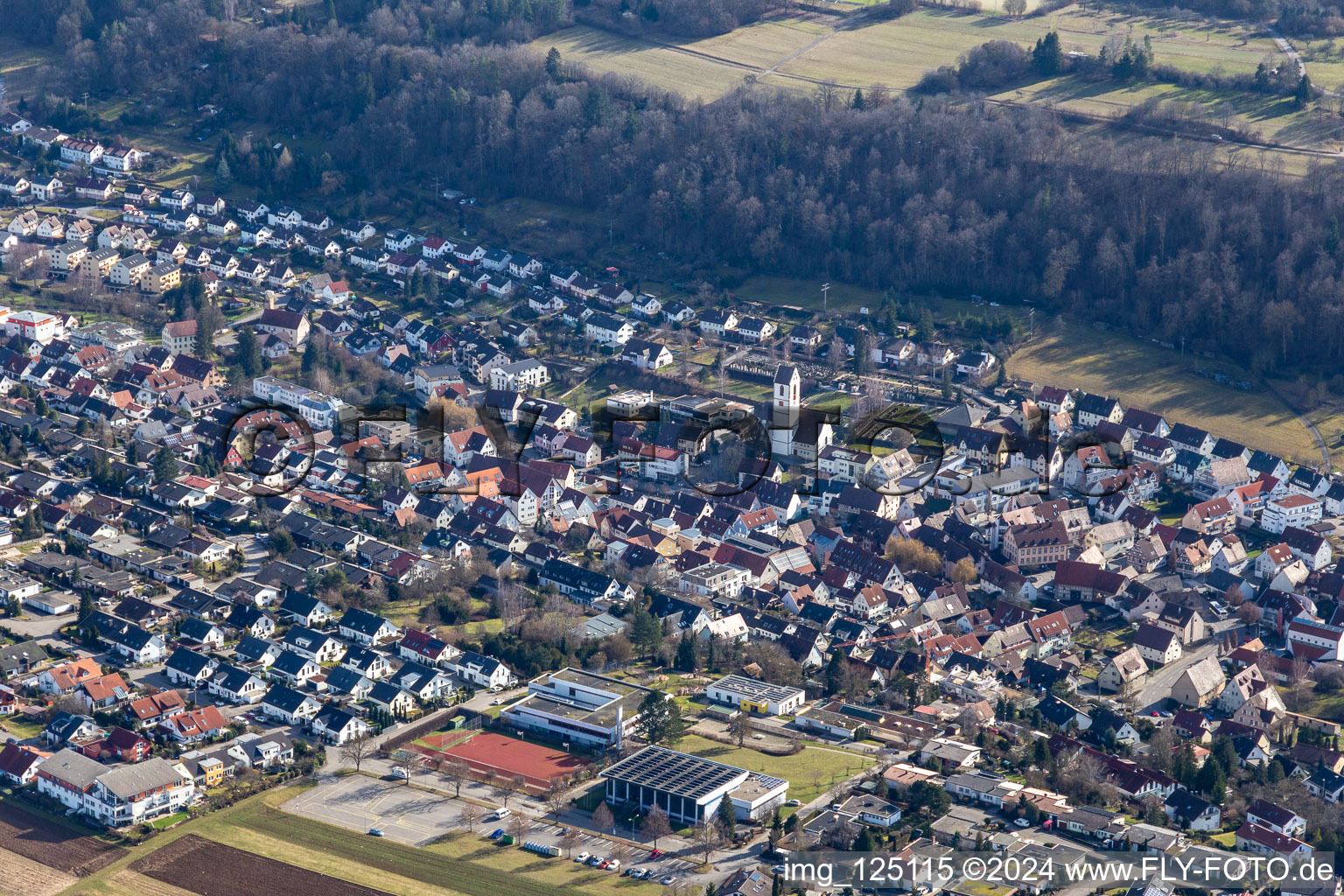 Aidlingen in the state Baden-Wuerttemberg, Germany from above