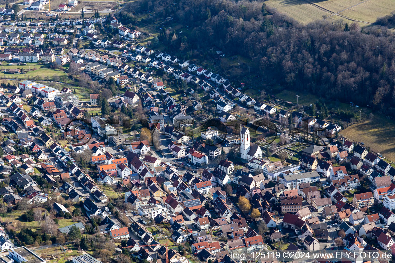 Aidlingen in the state Baden-Wuerttemberg, Germany from the plane