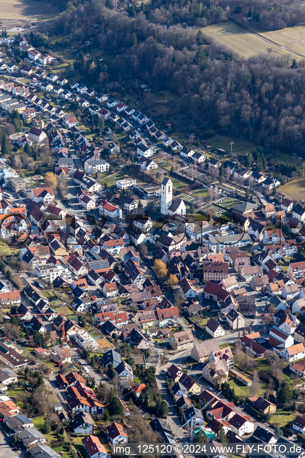 Bird's eye view of Aidlingen in the state Baden-Wuerttemberg, Germany