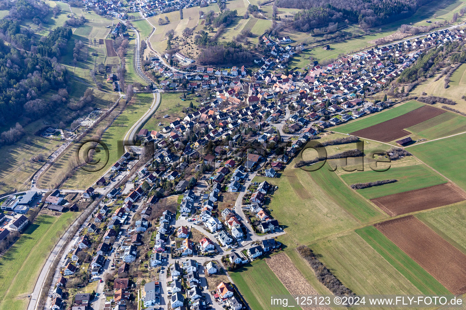 Aerial view of District Deufringen in Aidlingen in the state Baden-Wuerttemberg, Germany