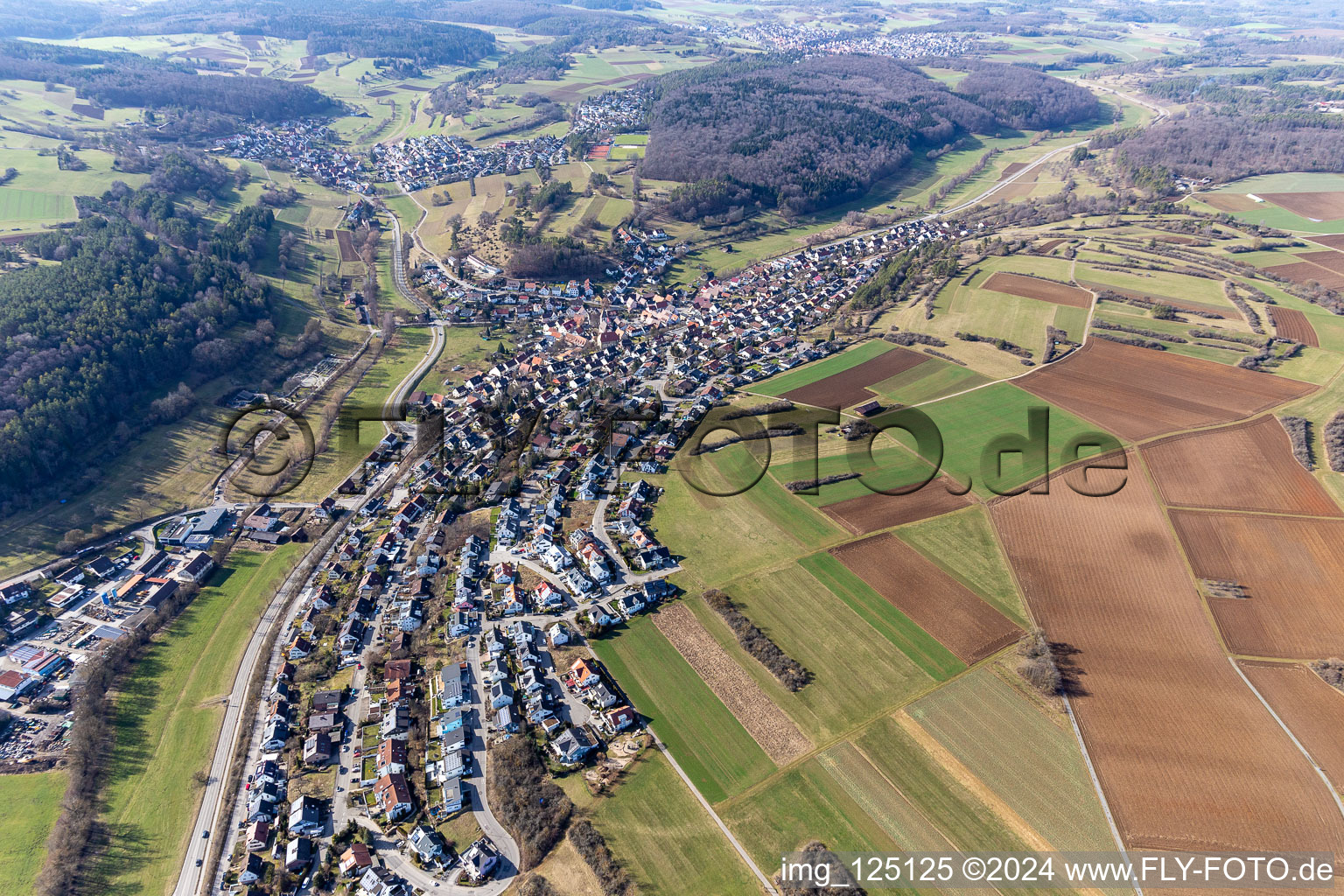 Aerial photograpy of District Deufringen in Aidlingen in the state Baden-Wuerttemberg, Germany