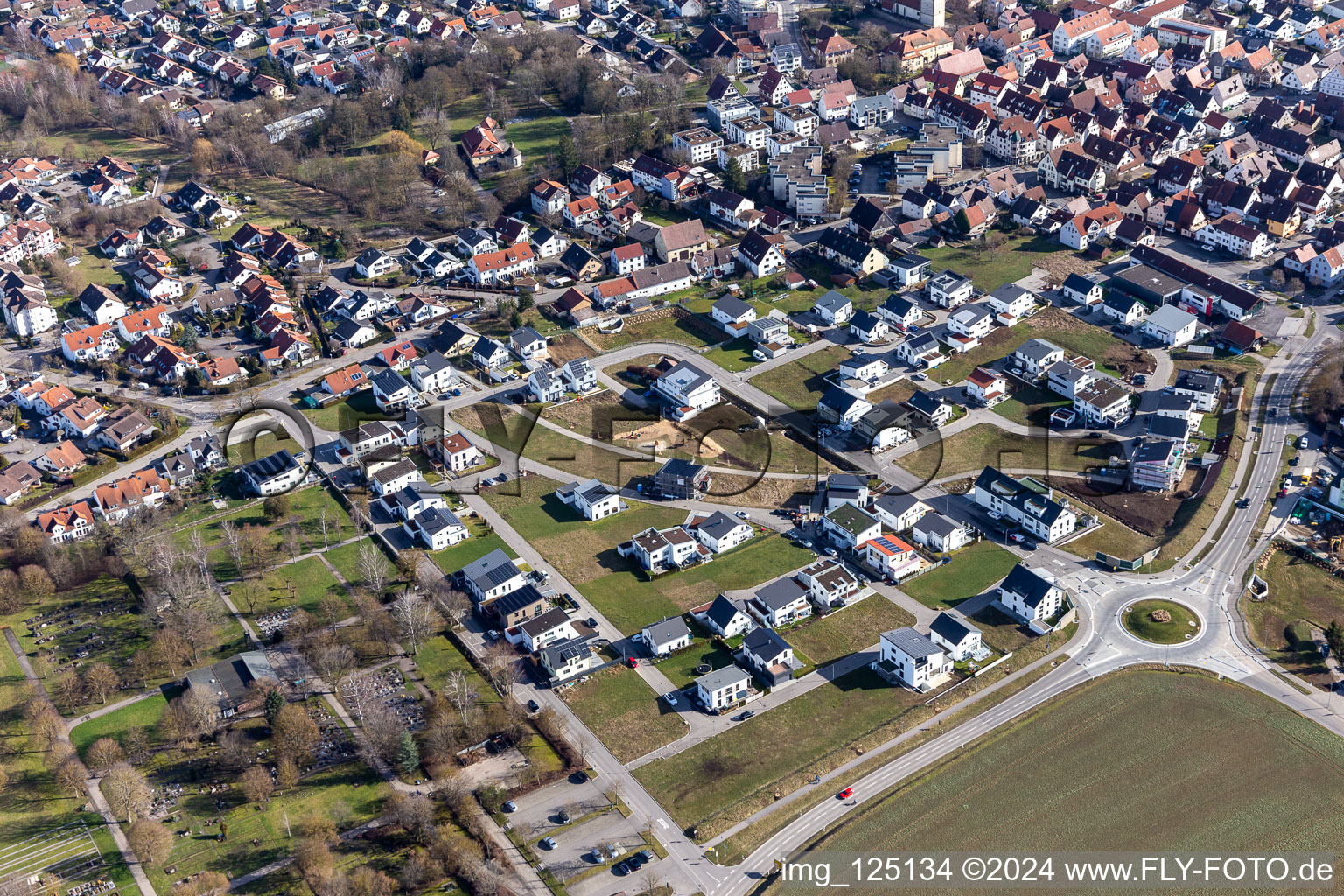 Oblique view of Gärtringen in the state Baden-Wuerttemberg, Germany