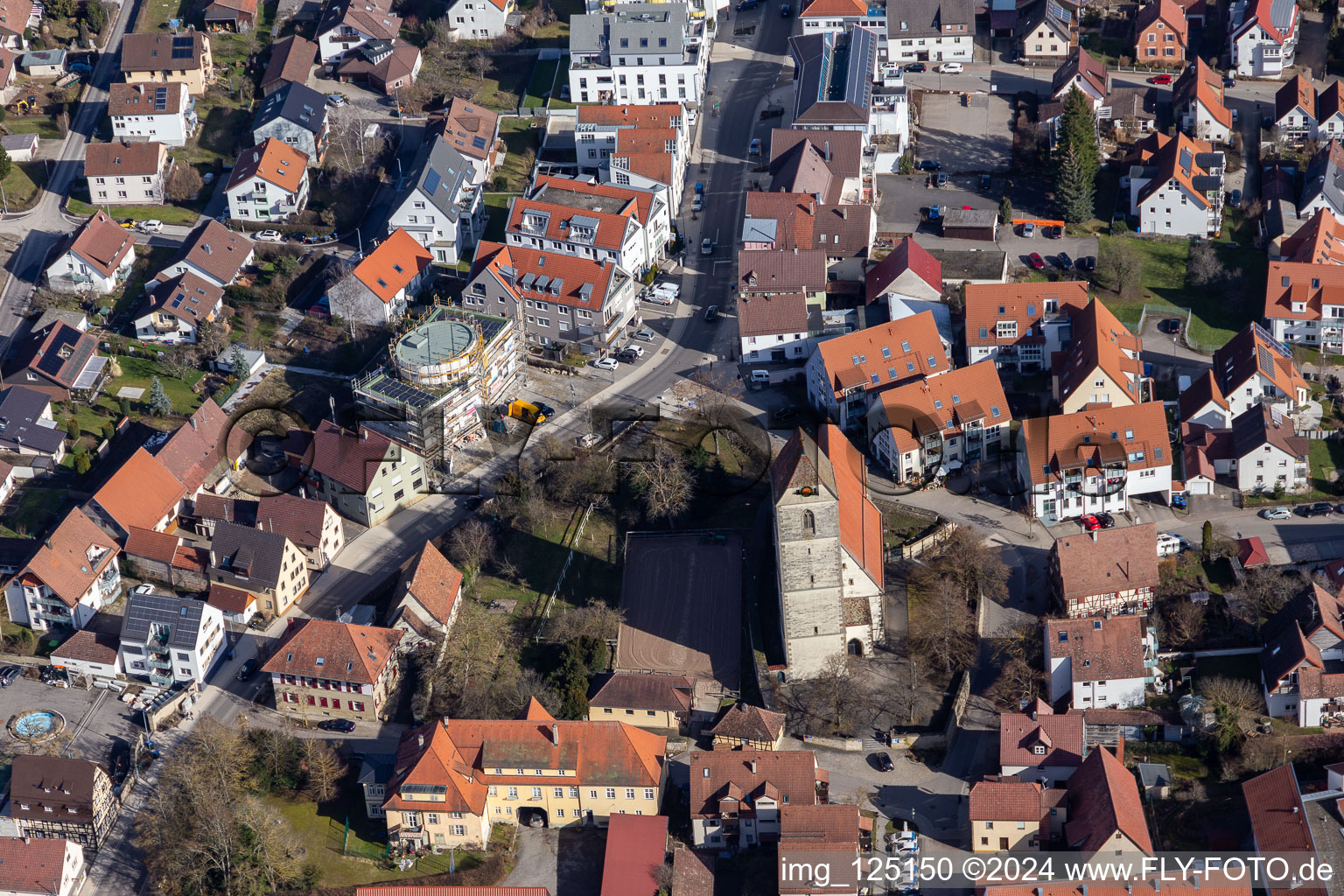 Oblique view of St. Veit Church in Gärtringen in the state Baden-Wuerttemberg, Germany