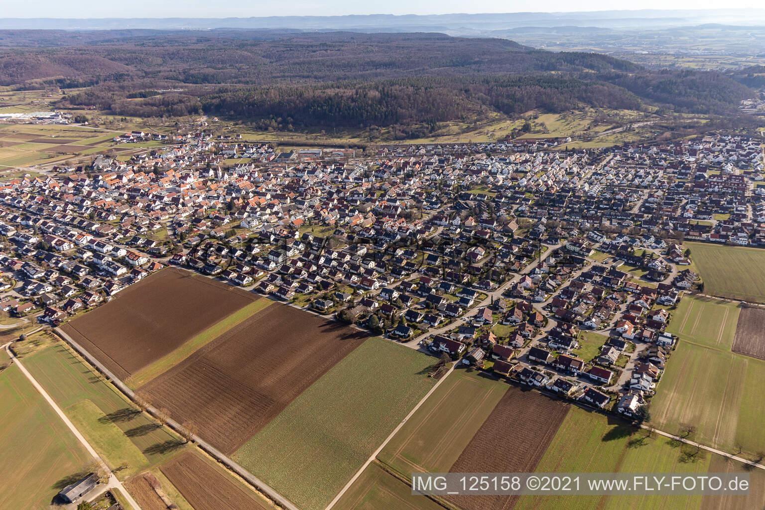Aerial view of Nufringen in the state Baden-Wuerttemberg, Germany
