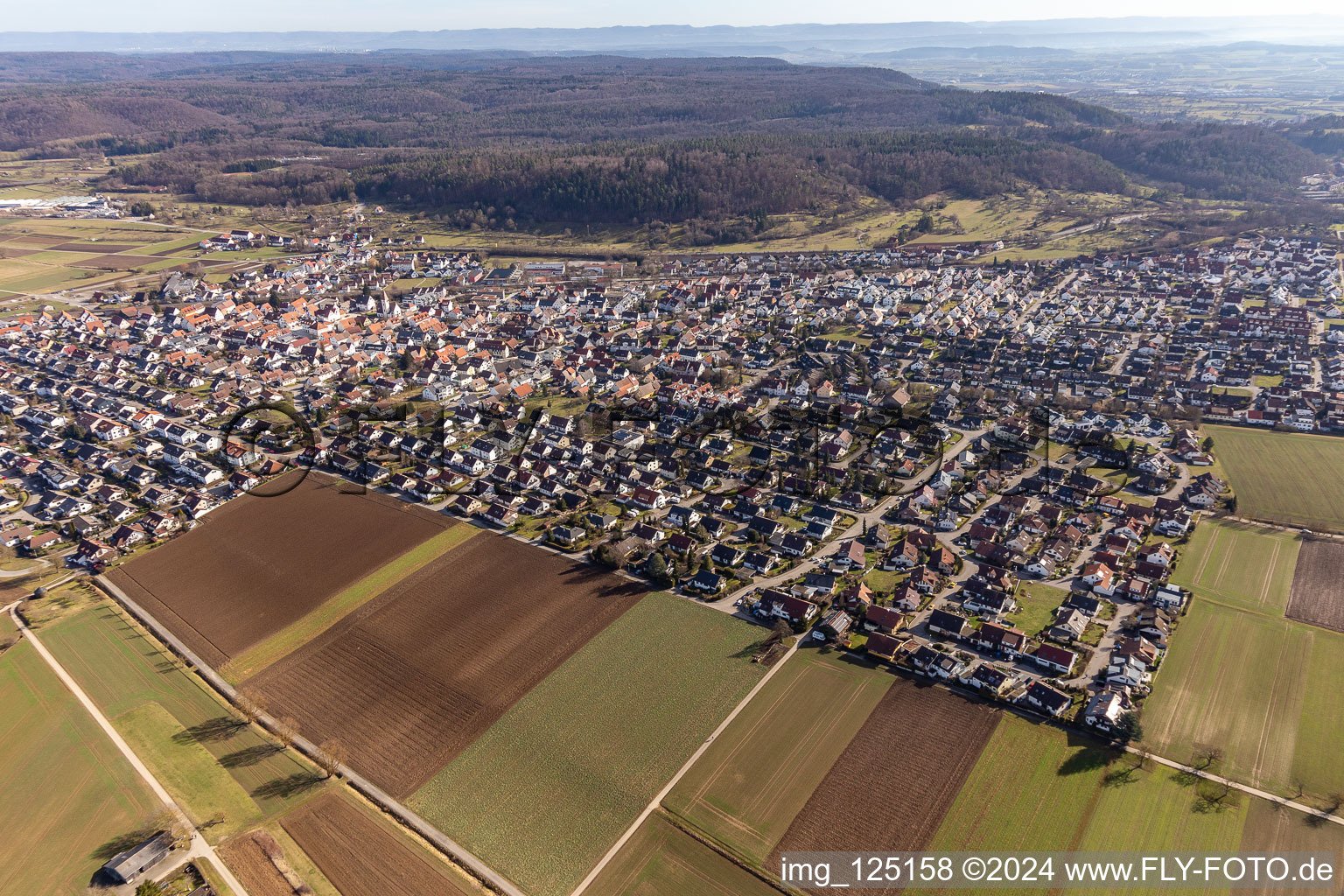 Aerial view of Nufringen in the state Baden-Wuerttemberg, Germany