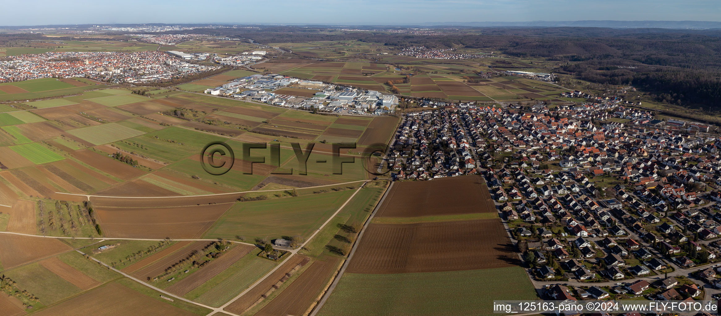 Aerial photograpy of Nufringen in the state Baden-Wuerttemberg, Germany