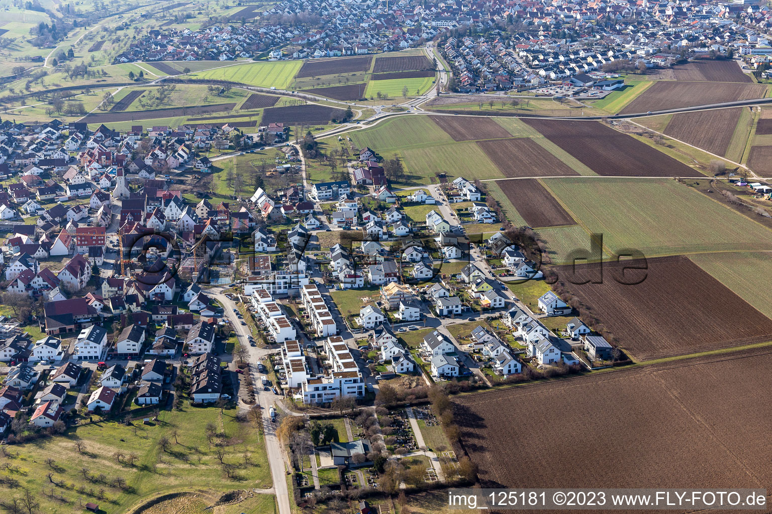 New development area Auf dem Bühl in the district Affstätt in Herrenberg in the state Baden-Wuerttemberg, Germany