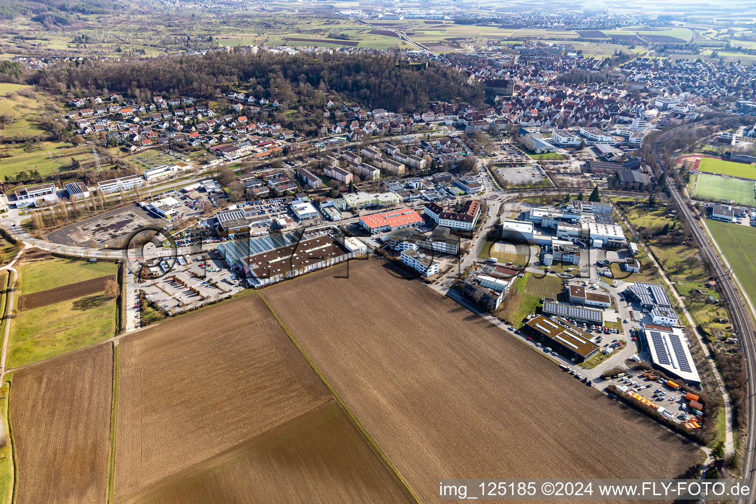 Benzstrasse commercial area in Herrenberg in the state Baden-Wuerttemberg, Germany