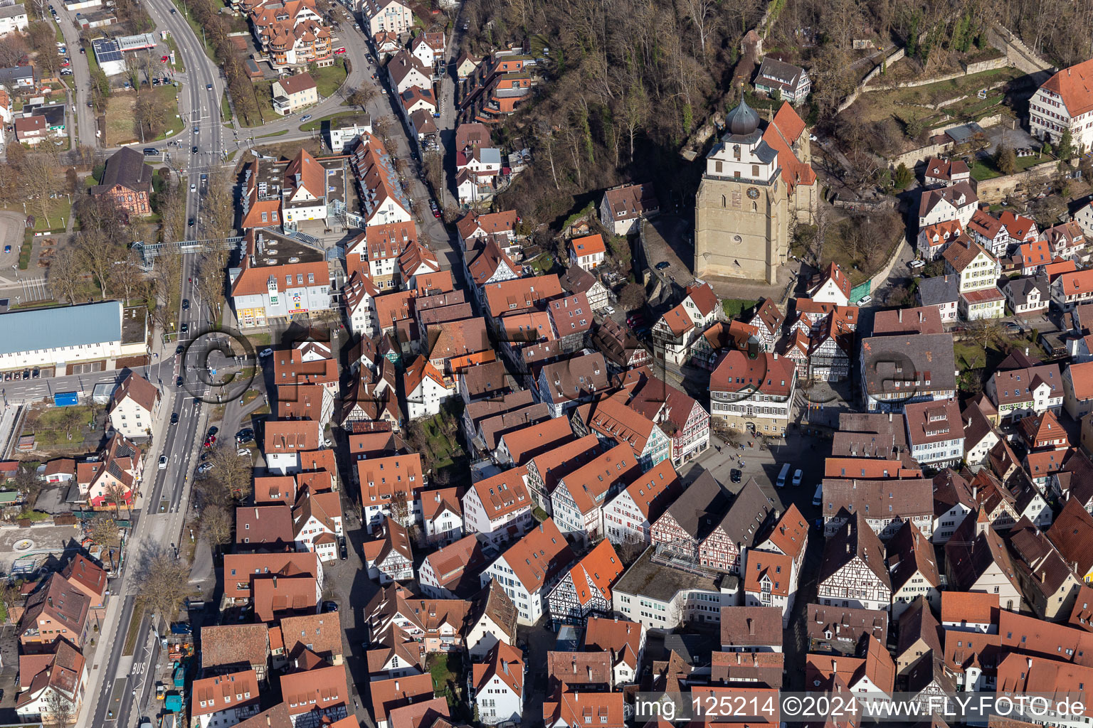 Marketplace in Herrenberg in the state Baden-Wuerttemberg, Germany