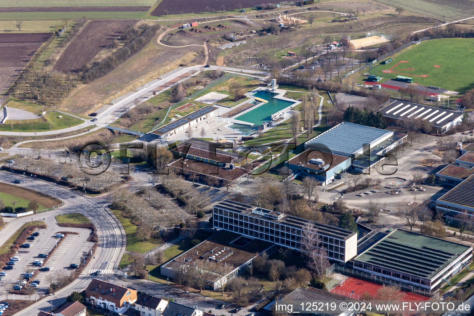 Indoor pool, natural outdoor pool in Herrenberg in the state Baden-Wuerttemberg, Germany