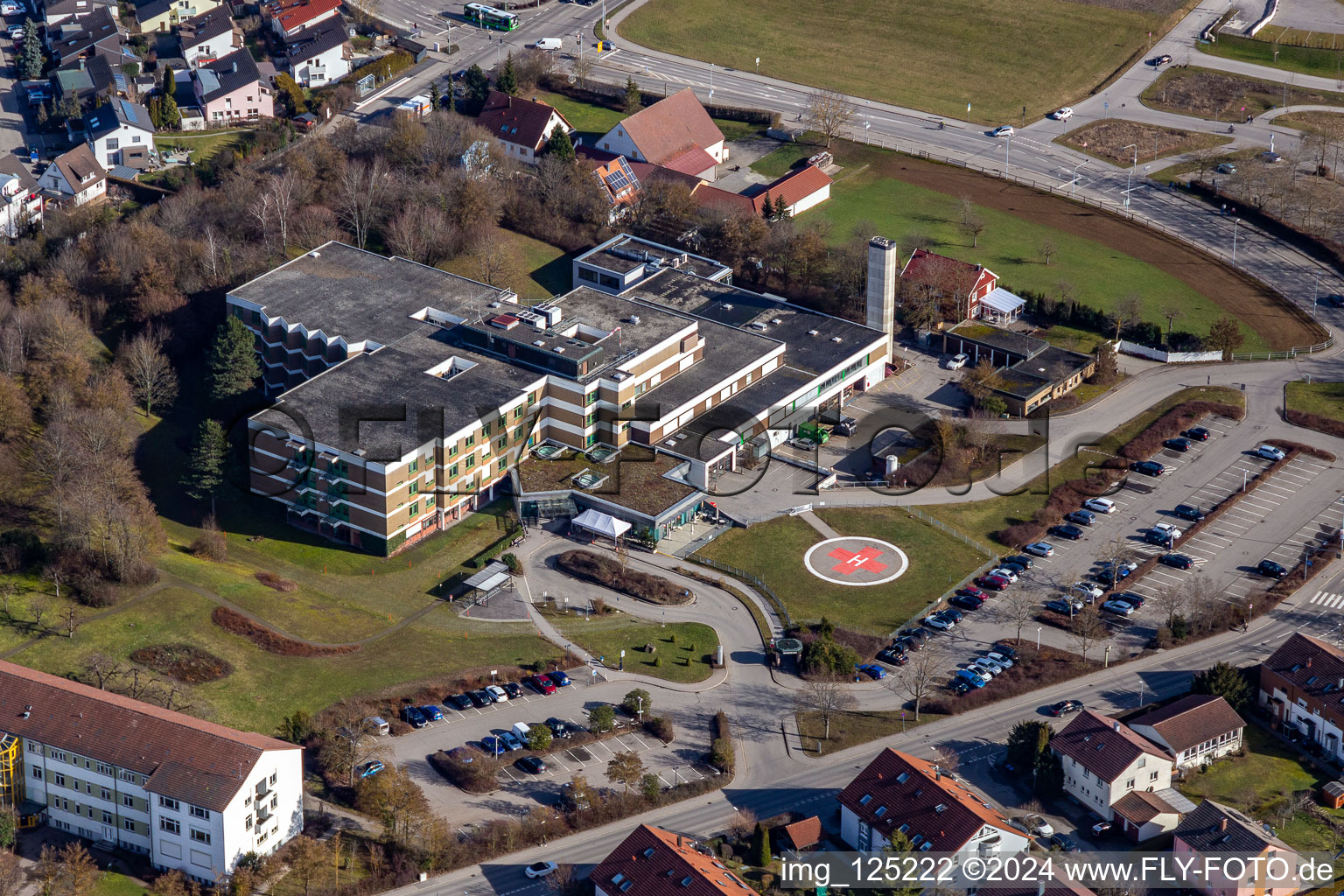 Aerial view of Hospital in Herrenberg in the state Baden-Wuerttemberg, Germany