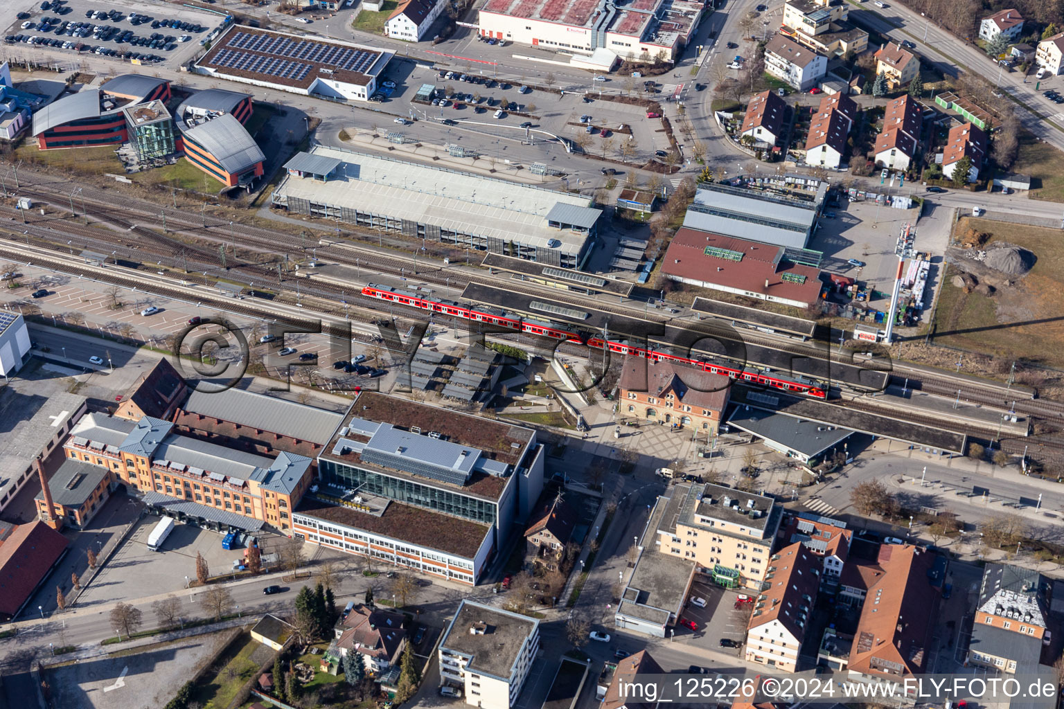 Railroad station in Herrenberg in the state Baden-Wuerttemberg, Germany