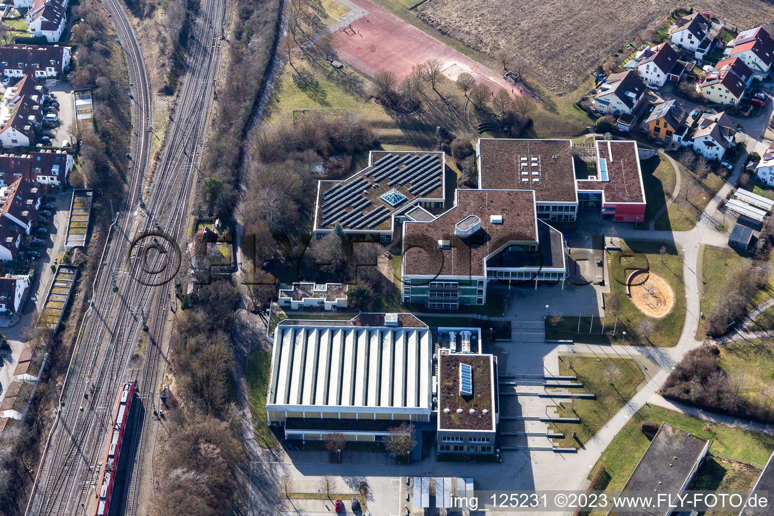 Andreae Gymnasium, Markweghalle in Herrenberg in the state Baden-Wuerttemberg, Germany