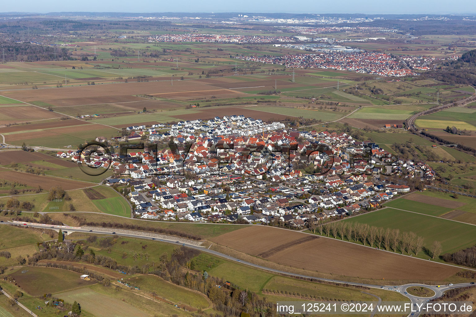 From the south in the district Affstätt in Herrenberg in the state Baden-Wuerttemberg, Germany