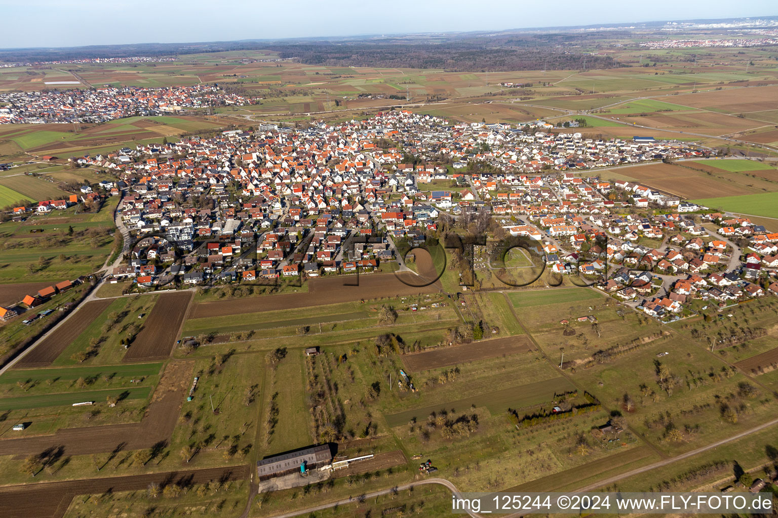 From the south in the district Kuppingen in Herrenberg in the state Baden-Wuerttemberg, Germany