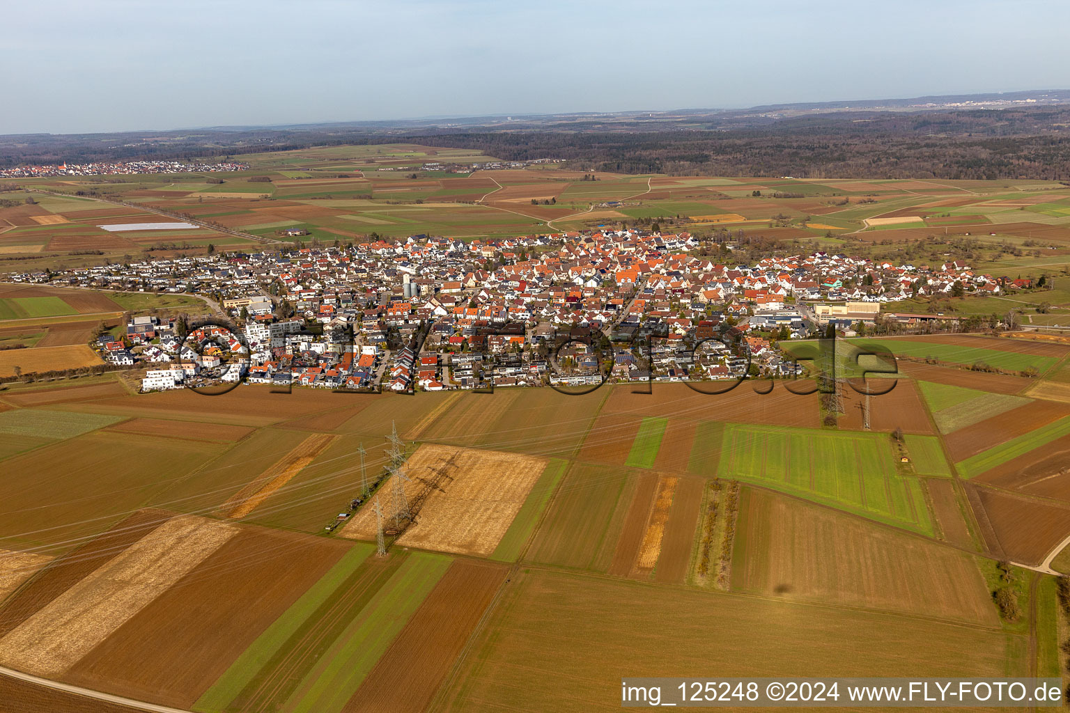 From the southwest in the district Oberjesingen in Herrenberg in the state Baden-Wuerttemberg, Germany