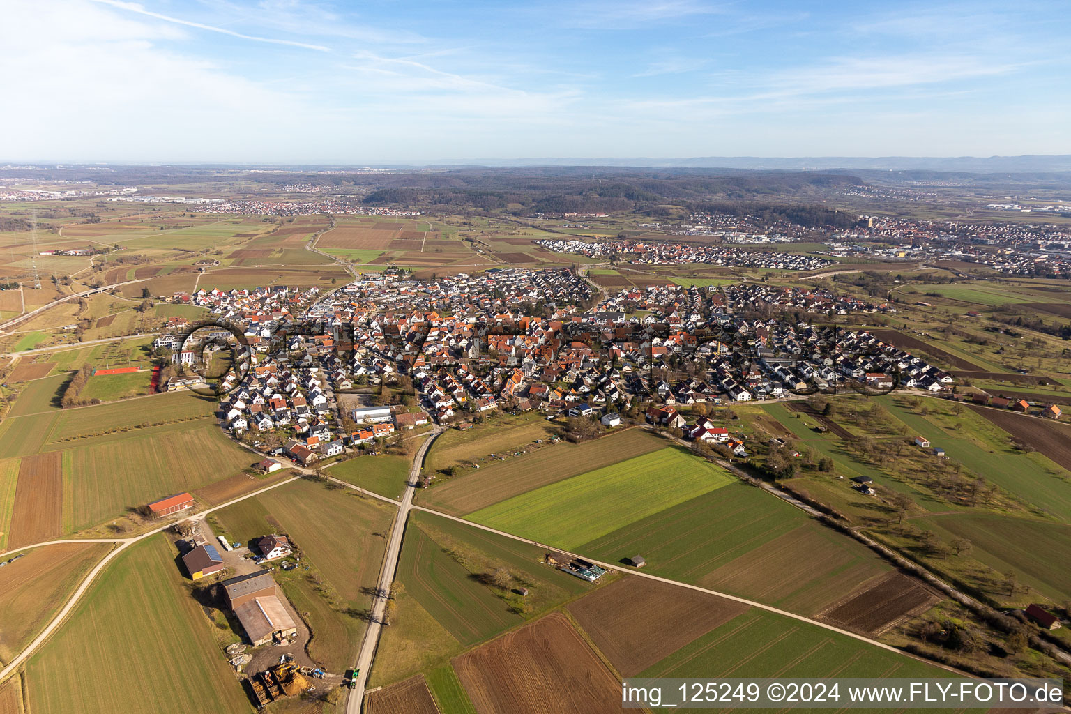 From the southeast in the district Kuppingen in Herrenberg in the state Baden-Wuerttemberg, Germany