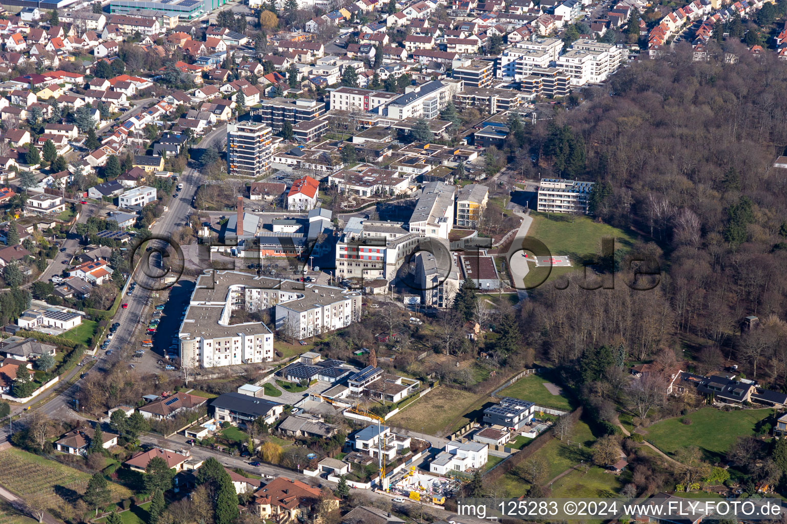 Aerial view of Student residence Godramsteiner Straße 50., Landau-Südliche Weinstraße Hospital in Landau in der Pfalz in the state Rhineland-Palatinate, Germany