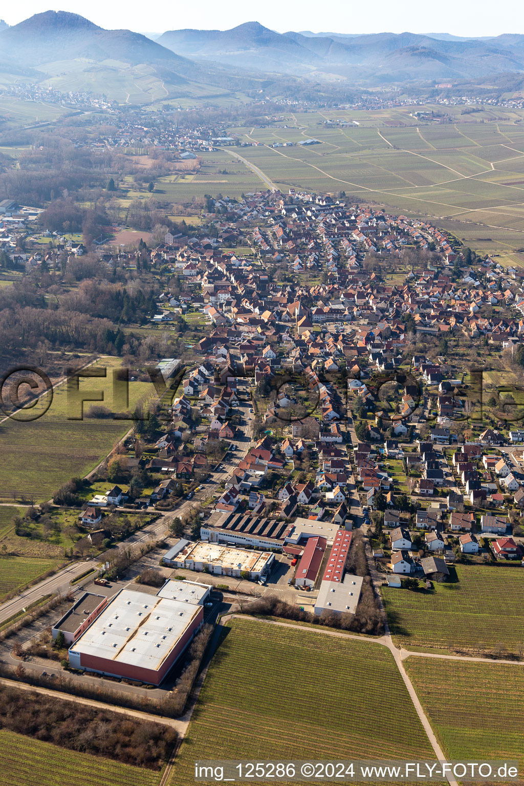 District Godramstein in Landau in der Pfalz in the state Rhineland-Palatinate, Germany from above