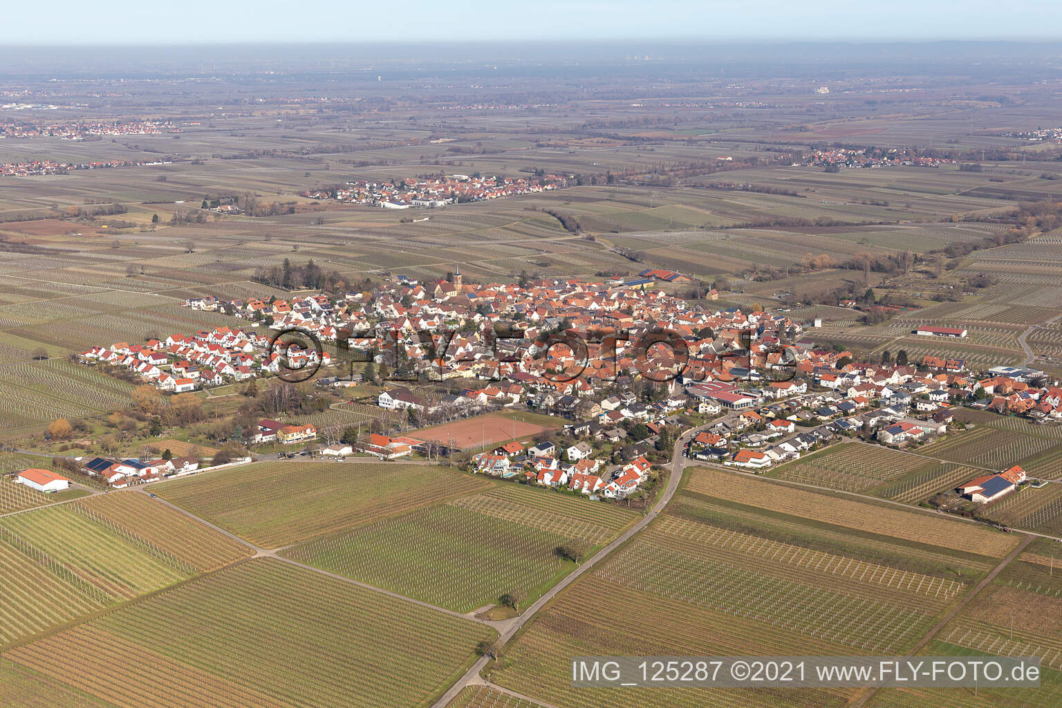 District Nußdorf in Landau in der Pfalz in the state Rhineland-Palatinate, Germany from above